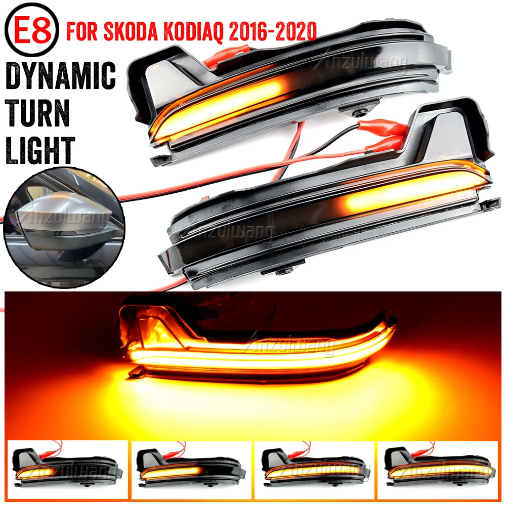 

2PCS Flowing Water For Skoda Kodiaq 2016-2020 LED Dynamic Turn Signal Light Sequential Rearview Side Mirror Blinker Indicator