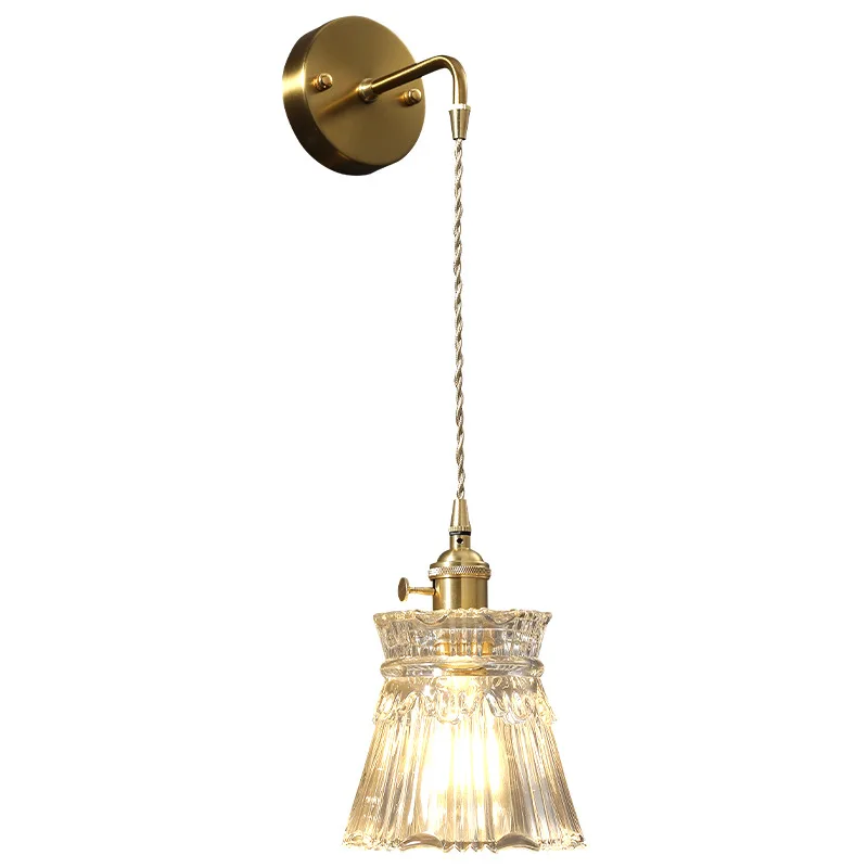 

Brass glass wall lamp, simple and modern, Japanese style
