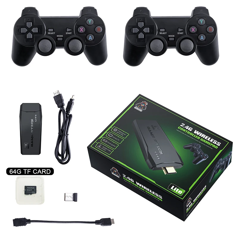 2024 New Video Game Console 2.4G Double Wireless Controller Game Stick 4K 20000 games 64GB Retro games For TV boy gift