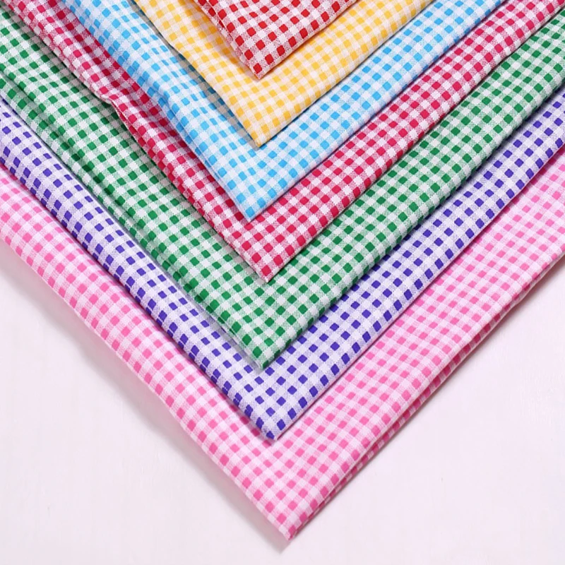 

100CM*150CM Small Lattice Polyester Sewing Fabric DIY Bed Sheets Home Decoration Background Cloth Clothing Bags