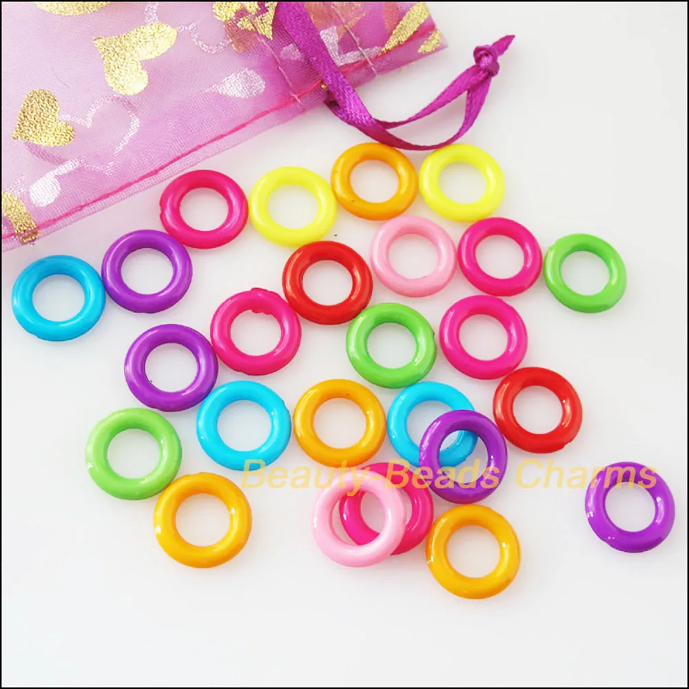 150Pcs Mixed Plastic Acrylic Round Circle Spacer Beads Charms 14mm