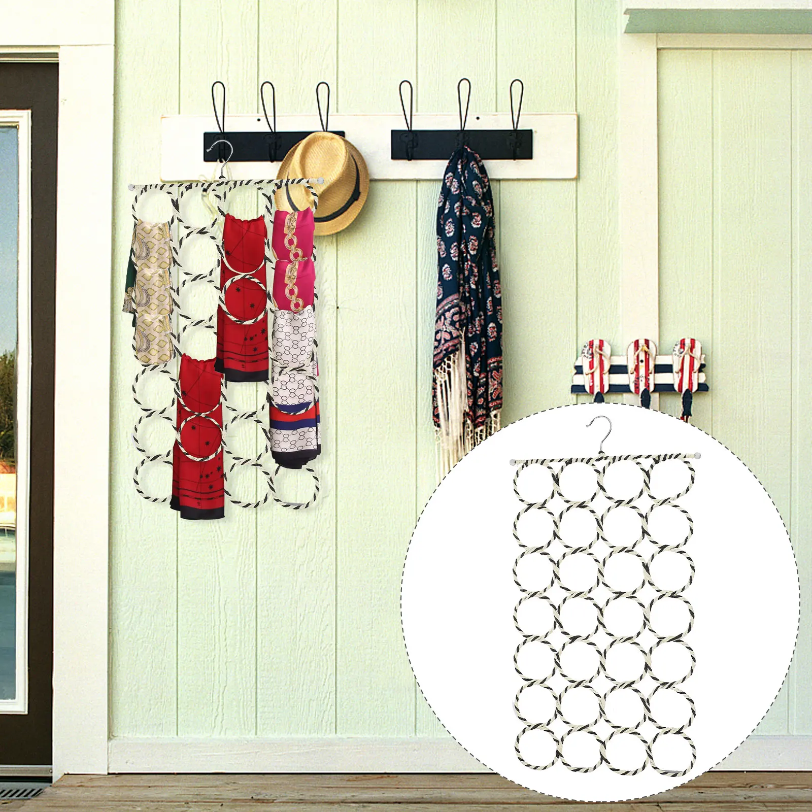 

1Pcs Premium Scarf Hanger with High Strength Iron Frame for Scarves Neckties Belts Wardrobe Display Stand Rack