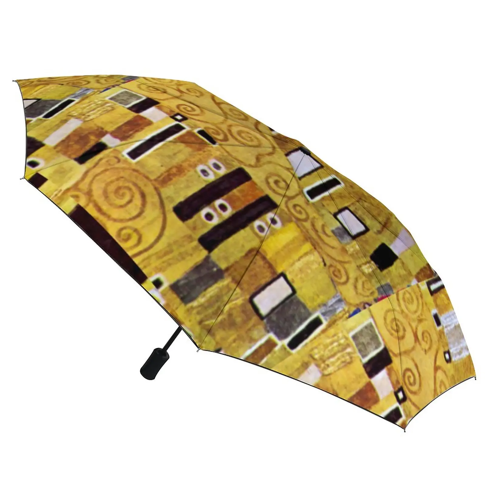 Gustav Klimt Umbrella The Kiss Pattern Windproof Sun Umbrella Aesthetic Automatic Print Folding Umbrella