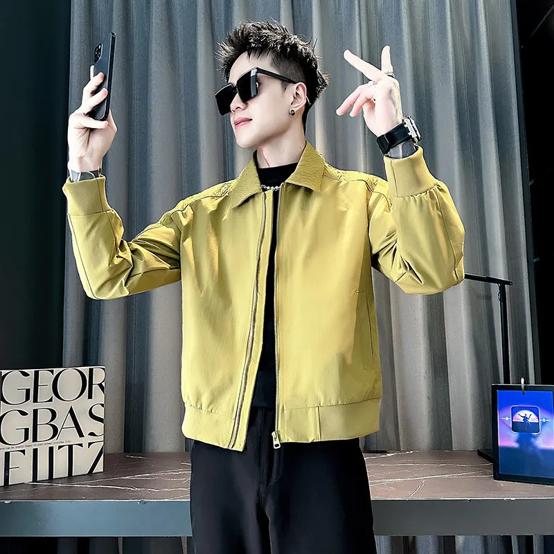 

Faionable Small Size Men's Casual Jaet XS ort Sle Spring Autumn Seasonal Polyester Fiber Stand Fit Outerwear