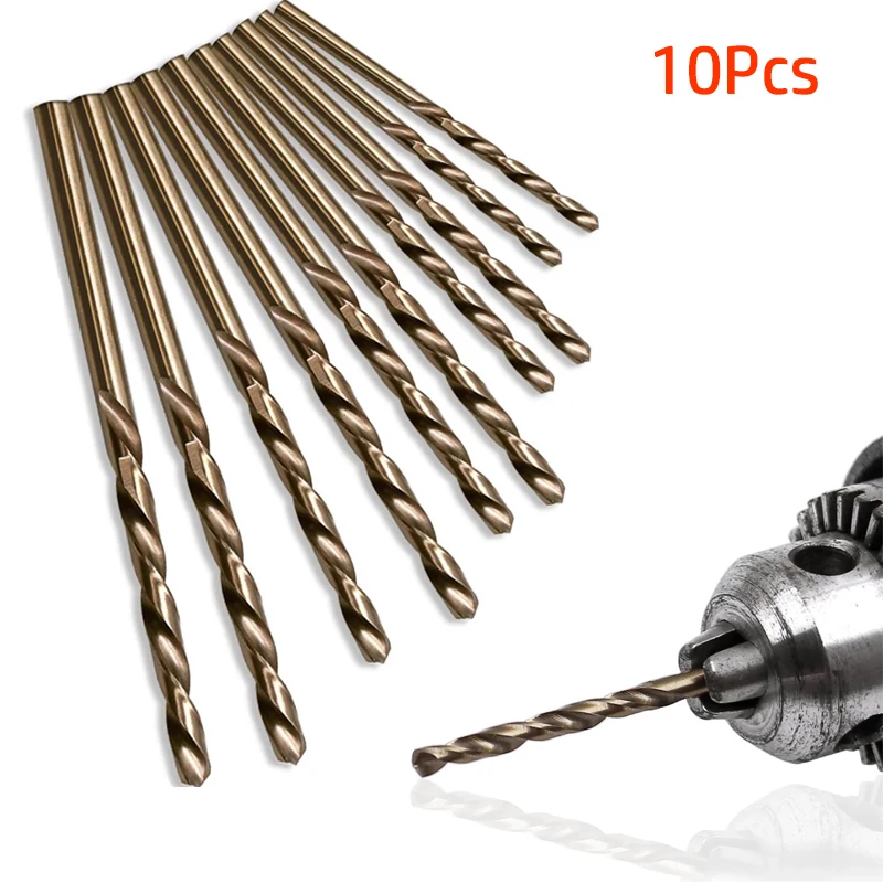 Broca de torção de aço de alta velocidade Cobalto M35, Moagem para Alargador De Metal De Aço Inoxidável, Alça Reta, 10Pcs