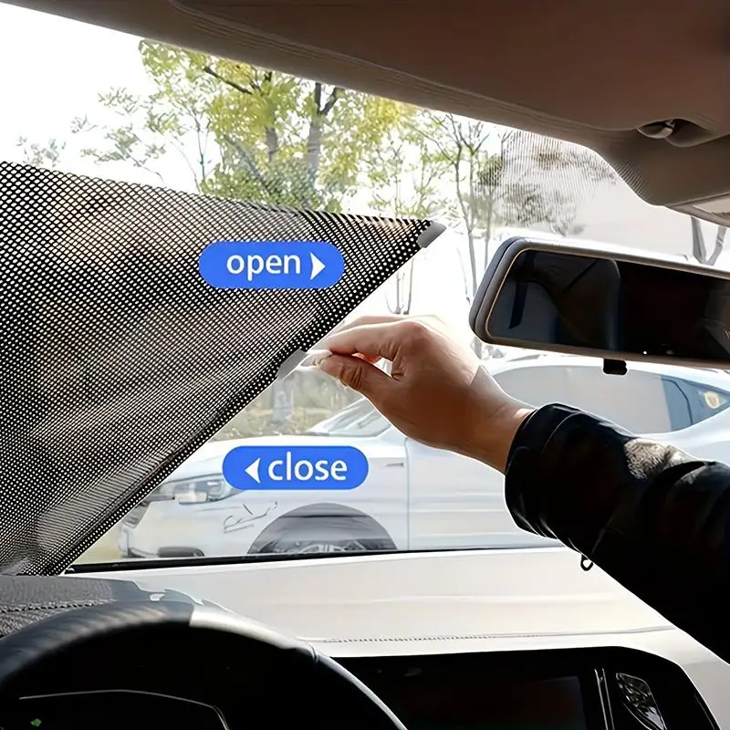 Portable Retractable Roller Shade with Suction Cups Anti UV Sun Blocking Cover for Camping Tent Home Window