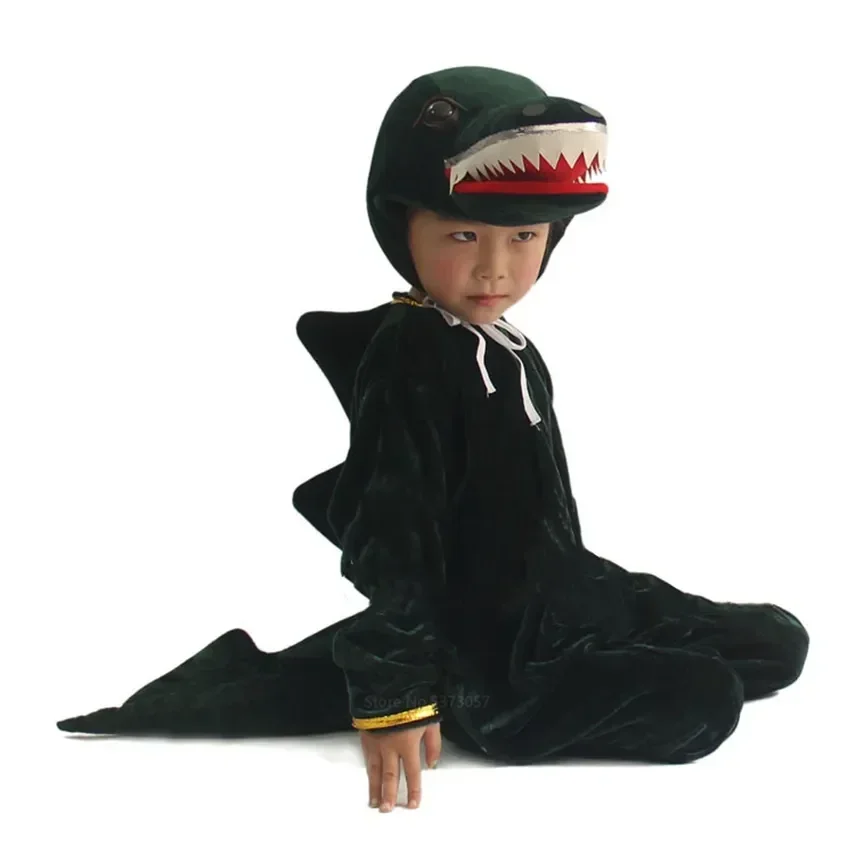 Halloween Crocodile Dinosaur Cosplay Trajes para crianças, conjunto com capuz, macacão de veludo para meninos e meninas, trajes anime para festa de carnaval