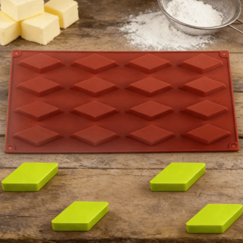 1pc 16-cavity diamond-shaped cake mold, modern geometric cut, creative baking tool