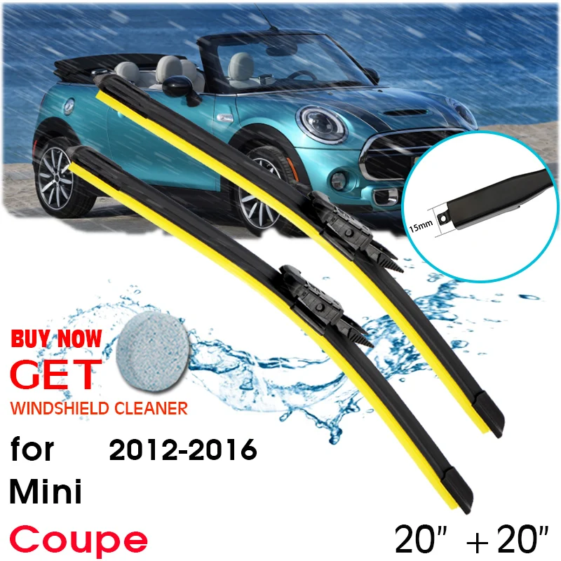 

Car Wiper Blade Window Windshield Rubber Silicon Refill Wiper For Mini Coupe 2012-2016 LHD/RHD 20"+20" Car Accessories