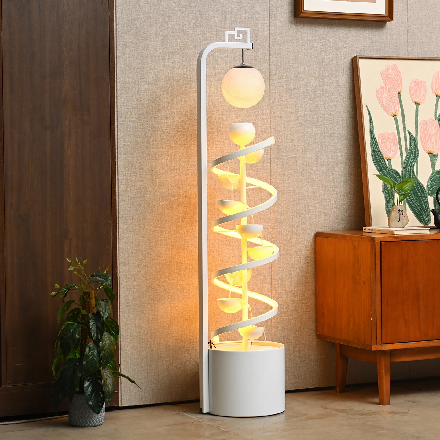 Light luxury living room flowing water fountain ornament circulation water TV cabinet high-end spiral decoration housewarming
