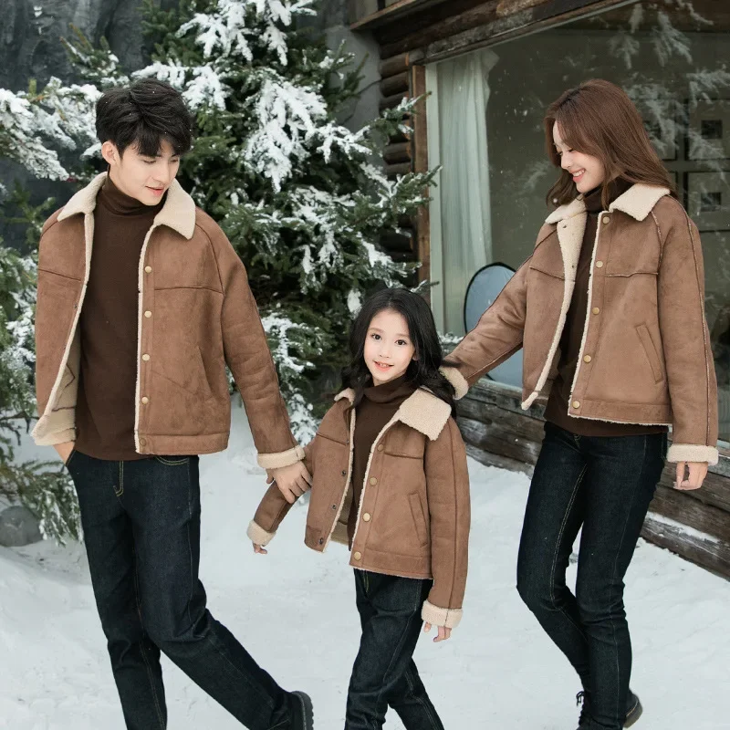 

Warm Family Matching Clothing Outerwear Winter Parent-child Jacket Clothes Father Mother and Son Daughter Baby Thick Short Coat