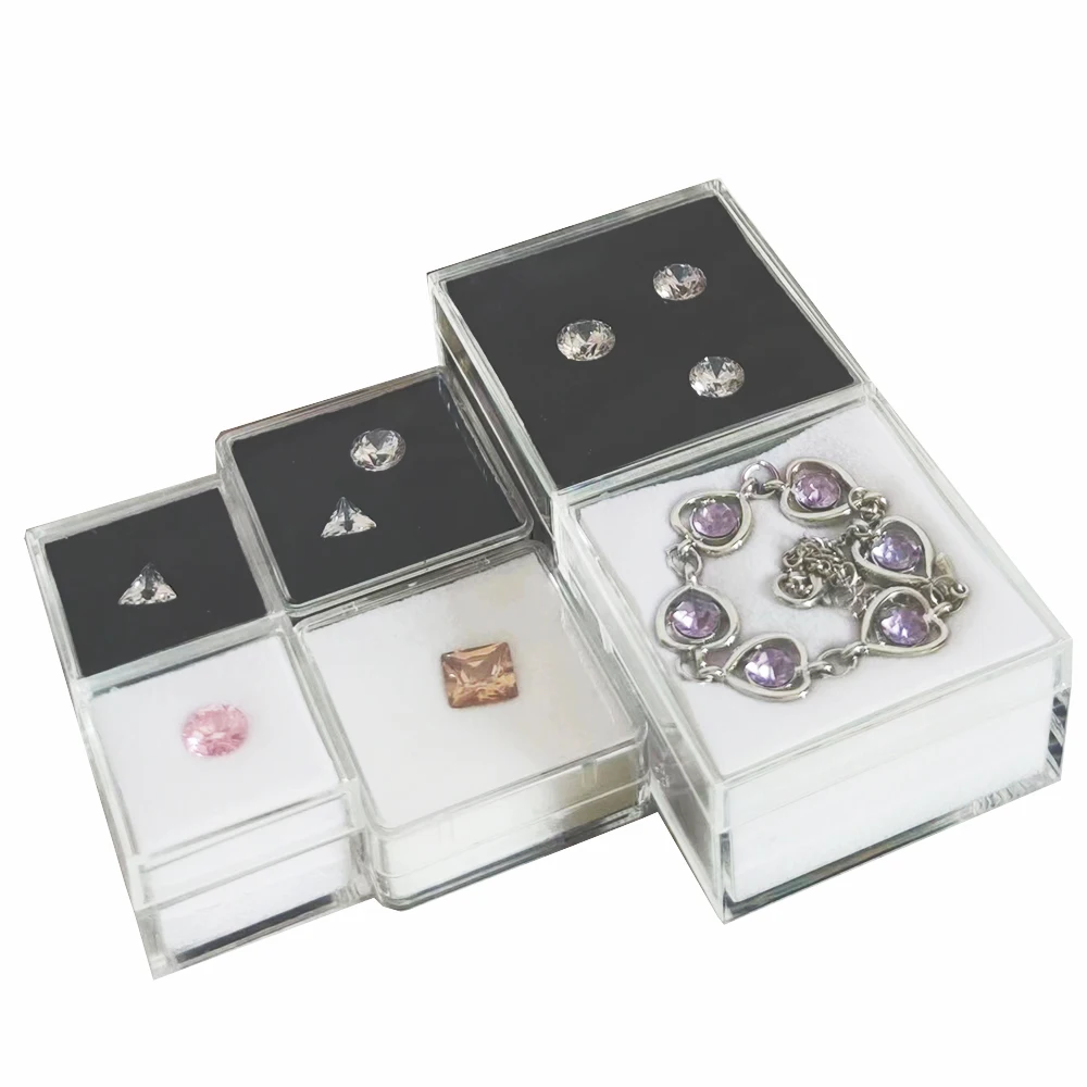 Wholesale 10pcs Loose Diamond Display Package Box Square Gem Stone Beads Pendant Earring Organizer Gemstone Gift Box Showcase