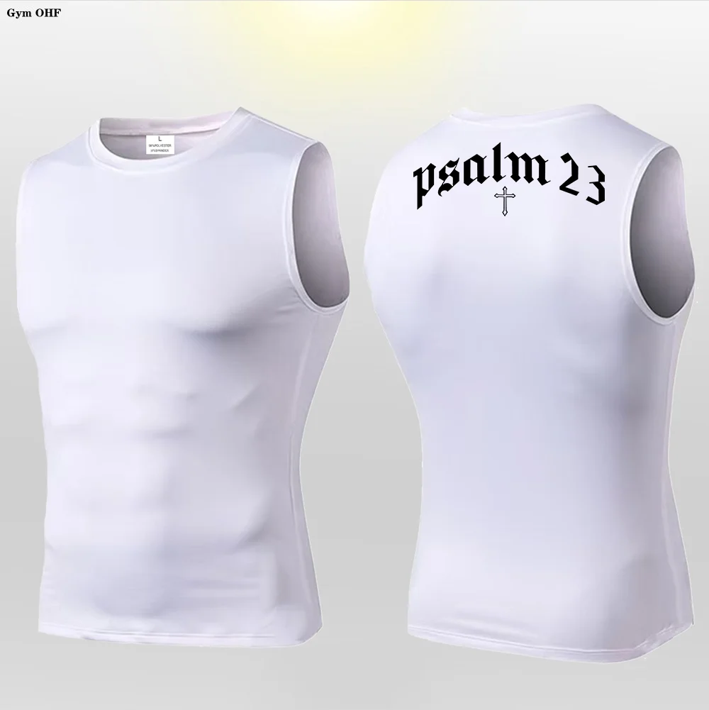 Tank For Men Summer Cool Men Vest Sleeveless Tight Psalm+23 Compression Shapewear Shirts Tank Tops Body Breathable Lce Silk Vest