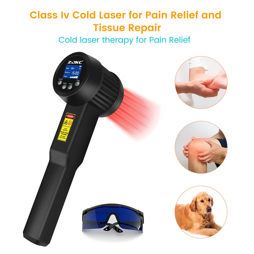 ZJKC 650nm*10+808nm*15 Laser Pain Relief Therapy Device 8W Laser Therapy for Frozen Shoulder Knee Arthritis Wound Injuries