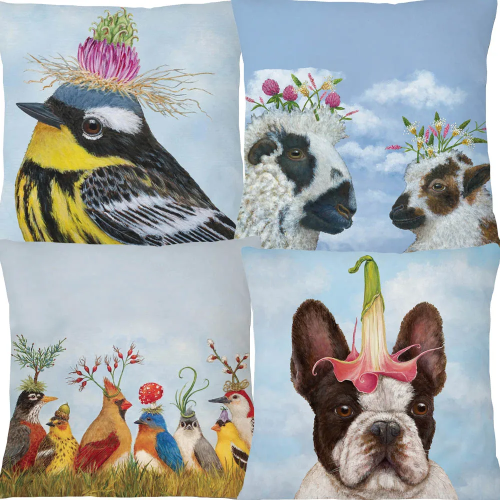 European Goldfinch Hummingbirds Kingfisher Birds Duck Animals Family Portrait Poster Cushion Covers Pillowcase for Sofa