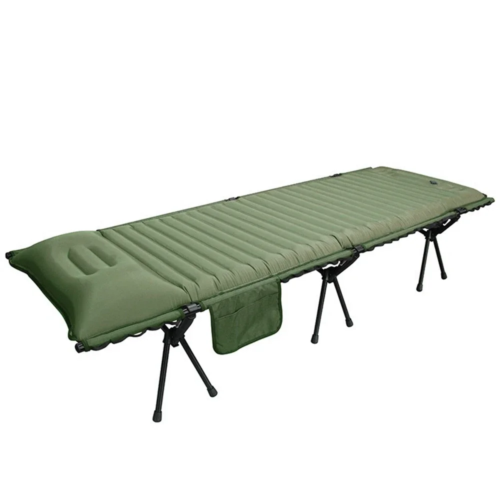 New Camping Cot Bed Aluminum Frame Lightweight Sleeping Mat Mattress Compact Foldable Inflatable Portable Folding Camping Cot