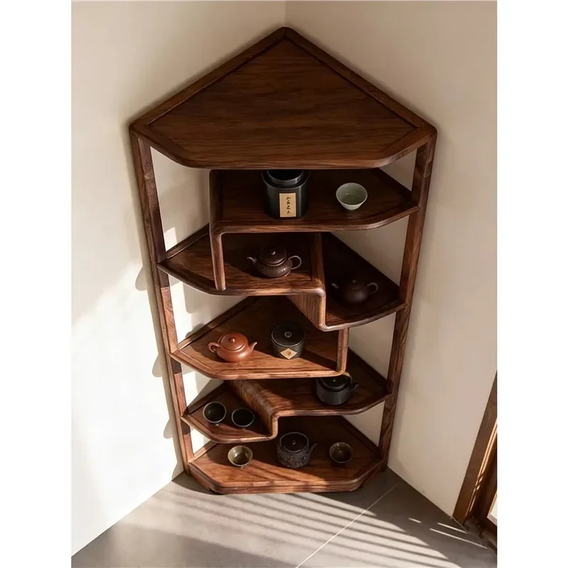 Song's Aesthetics North American Black Walnut Solid Wood Triangle Cabinet New Chinese Living Room Corner Bookshelf