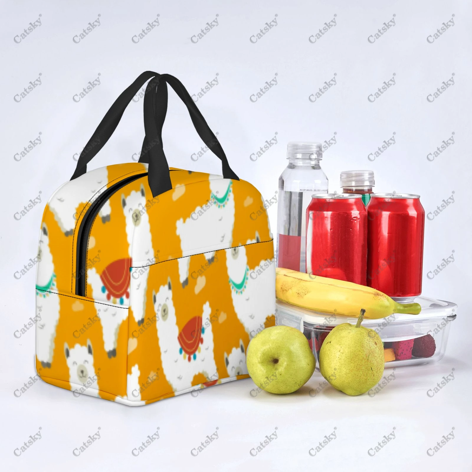 Cartoon Alpaca Portable Aluminum Foil Thickened Insulated Insulated Lunch Bag Waterproof Insulated Lunch Tote Bag