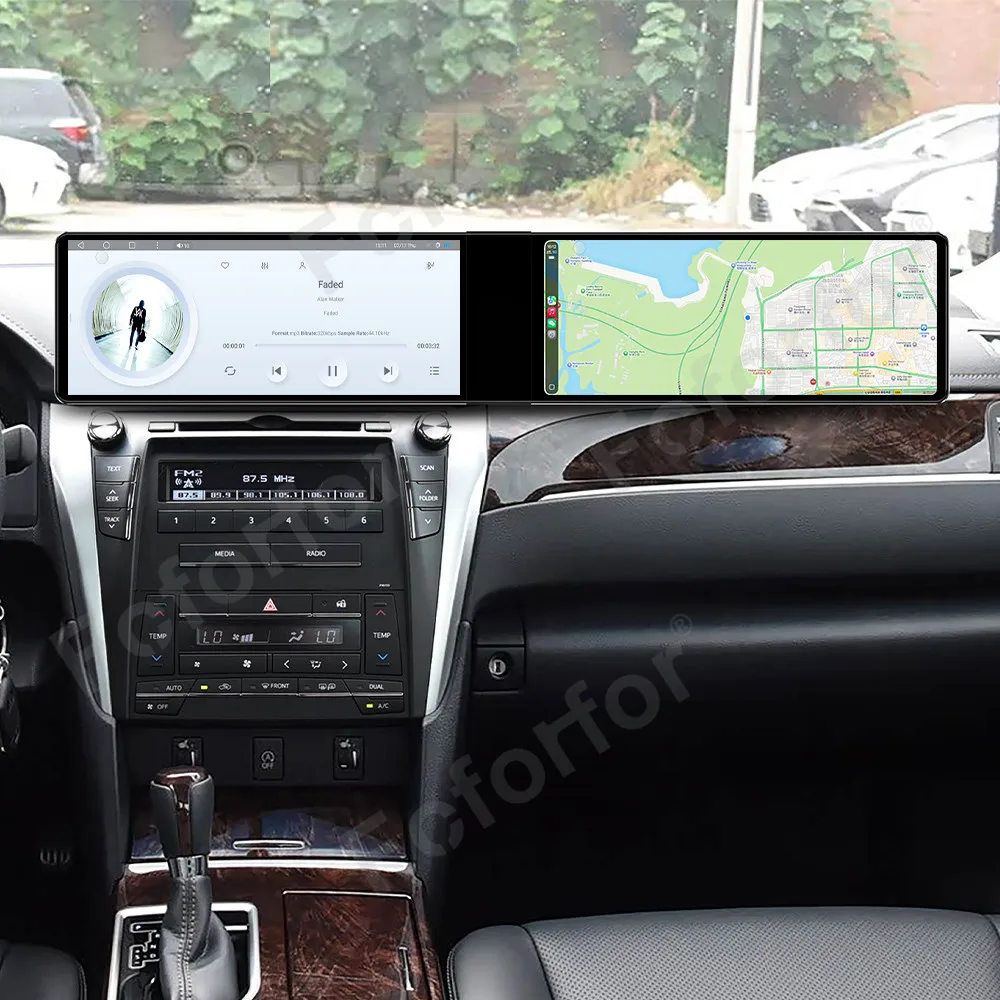 For Toyota Camry 2014-2016 Android 13 CarPlay Qualcomm Dual 12.3 Inch Screen Car GPS Multimedia Player GPS Navi Radio DVD Player