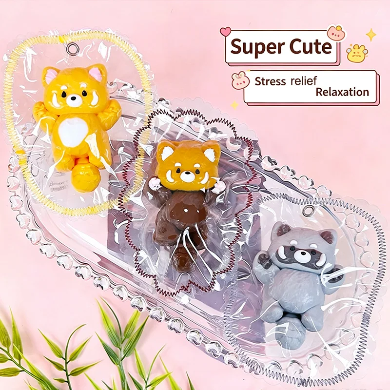 Soft Anti Stress Toy Cute Racoon Red Panda Silicone Food-Grade Keyring Edge-Stitching Style Hand Relaxation Stress Relief Toy
