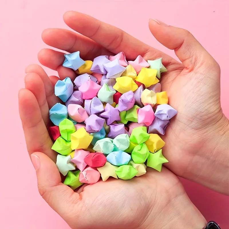 1 Satz mit 520 Stück/Packung bunter Stern-Origami, 360 Stück/Packung Lucky Star-Papierstreifen mit Regenbogen-Farbverlauf – Detail 5