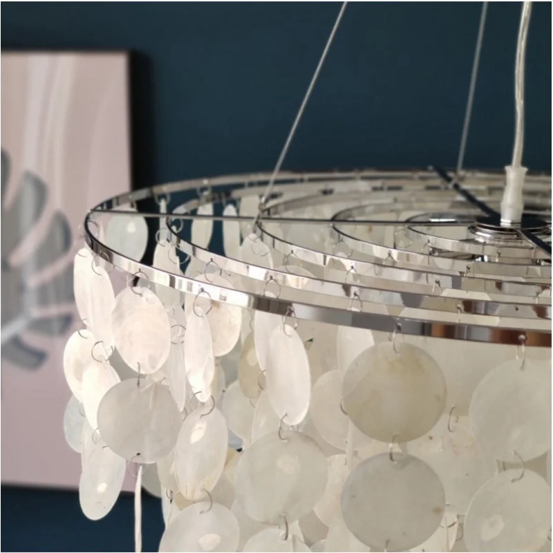 Modern Shell Ceiling  Chandeliers Elegant Chrome Metal LED Pendant Lights for Living Dining Room Home Restaurant Decor
