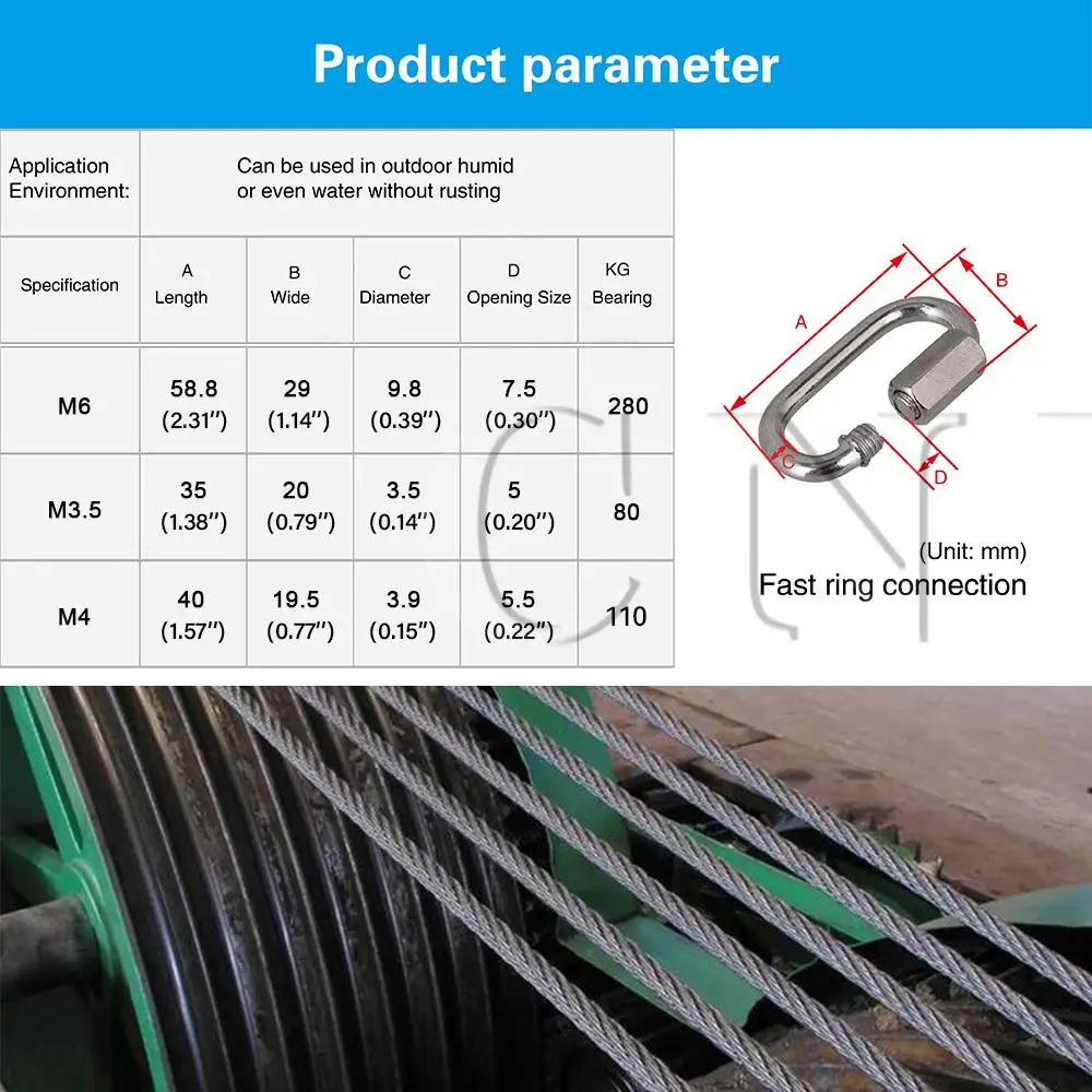 Cnbtr 12x D Shape Quick Links Connectors Rvs M3.5 M4 M6 Draad