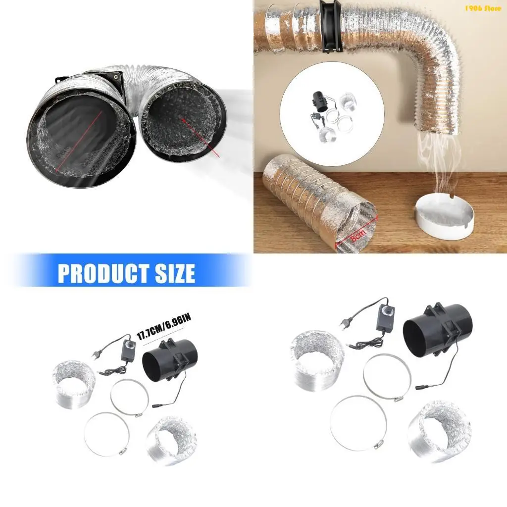 U1JB 7000RPM Cooling Fan Air Blower Marine Bilge Air Blower Electric Inline Bilge