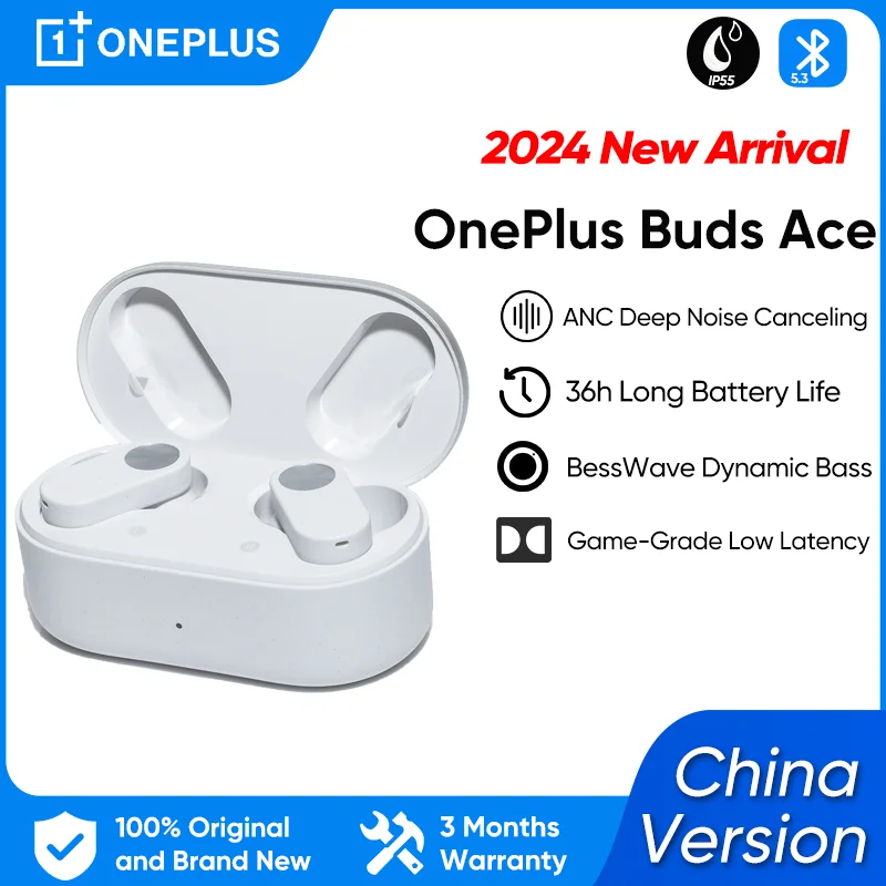 OnePlus Buds Ace Earphone Bluetooth Active Noise Canceling Wireless Gaming Headphones 36Hours Battery Life For Oneplus 11 Ace 2