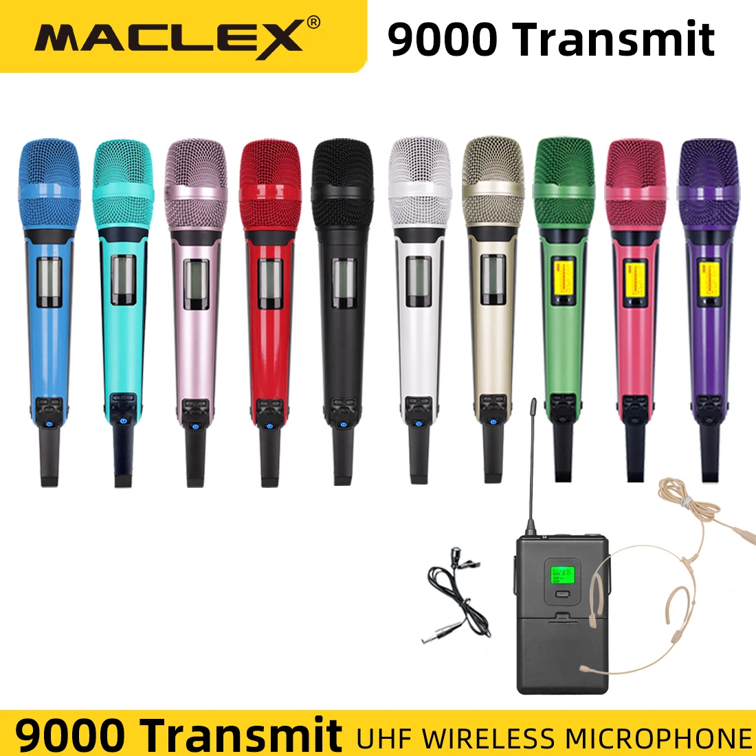 

Maclex M9000 EWD9000 EW135G Single Handheld Microphone Multiple colour high Quality Transmit