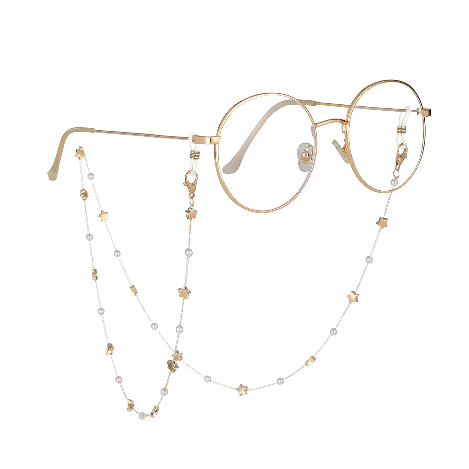 

Women Eyeglass Chain Plastic Bead Heart Color Crystal Charm Eyewear Retainer Reading Glasses Holder Strap Mask Hanging Rope