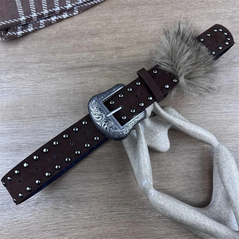 المرأة خمر فو الفراء الجلد المدبوغ بولي Leather الجلود مشد الإناث Cummerbund معطف حزام فستان Decration حزام عريض J1779