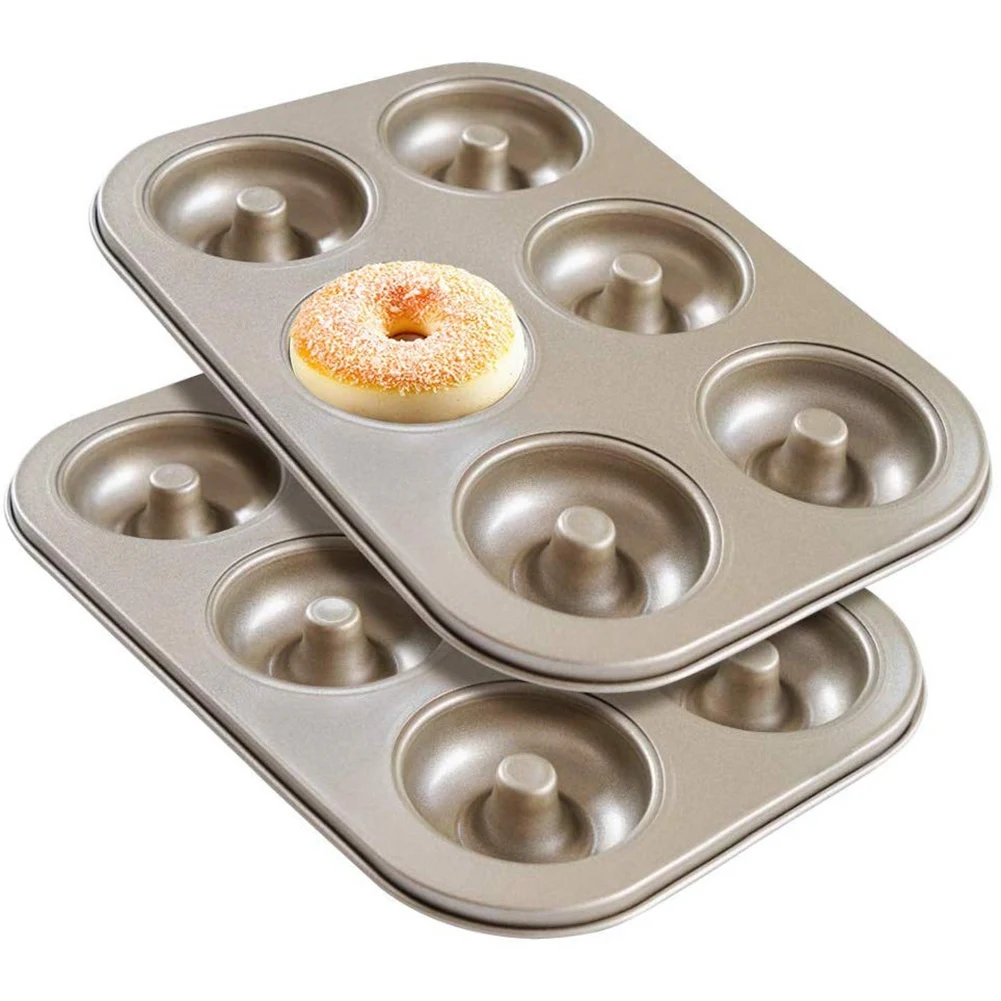 

Madeleine Pan Non-Stick Donut Pan 2 Pieces Donut Baking Tray Carbon Steel Donut Mold Donut Baking Dish Bag Mould 6 Doughnuts