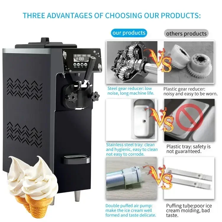 12L/H Icecream Mini Small Cup Italian Softy Soft Serve Ice Cream Machine Maker Prices Home Use Homemade China Ice-cream Making M