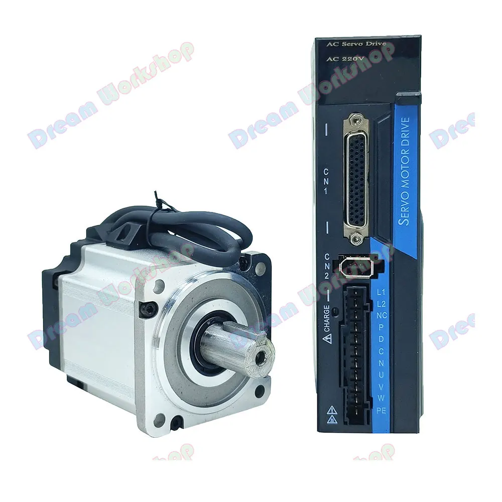 

220V 40/80/small AC Servo motor 2.39N.M. 3000RPM 0.4KW/0.75KW servomotor Single-Phase ac drive permanent magnet Matched Driver