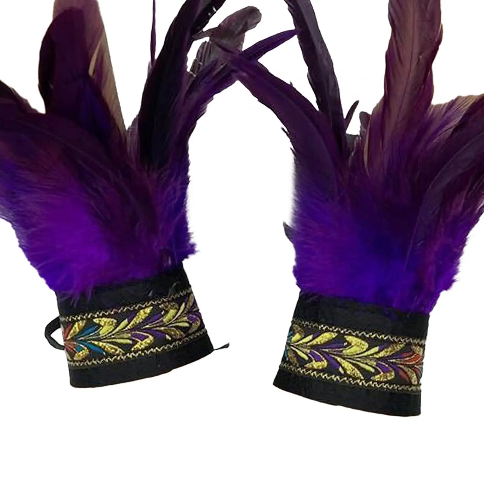 Puños de muñeca de plumas góticas para damas y niñas, ropa de baile latino, actuación de escenario de carnaval, Showgirl de noche, 1 par