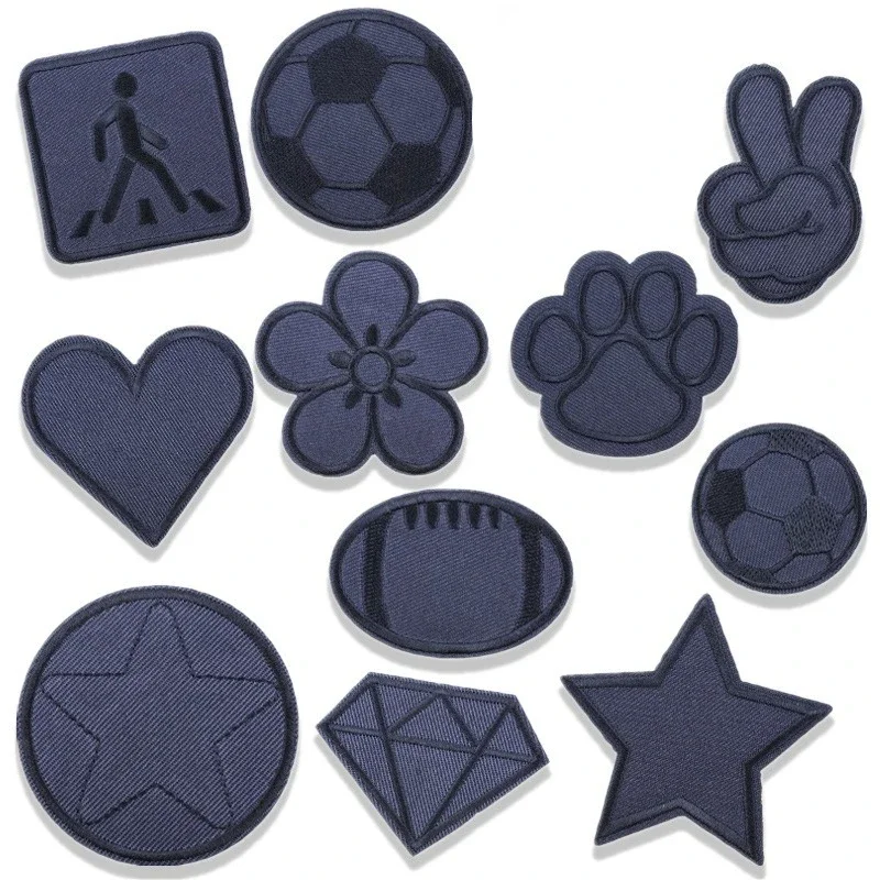 

Navy Blue Twill Patch Sticker Computer Embroidery Chapter Boy Love Ironing Pentagram
