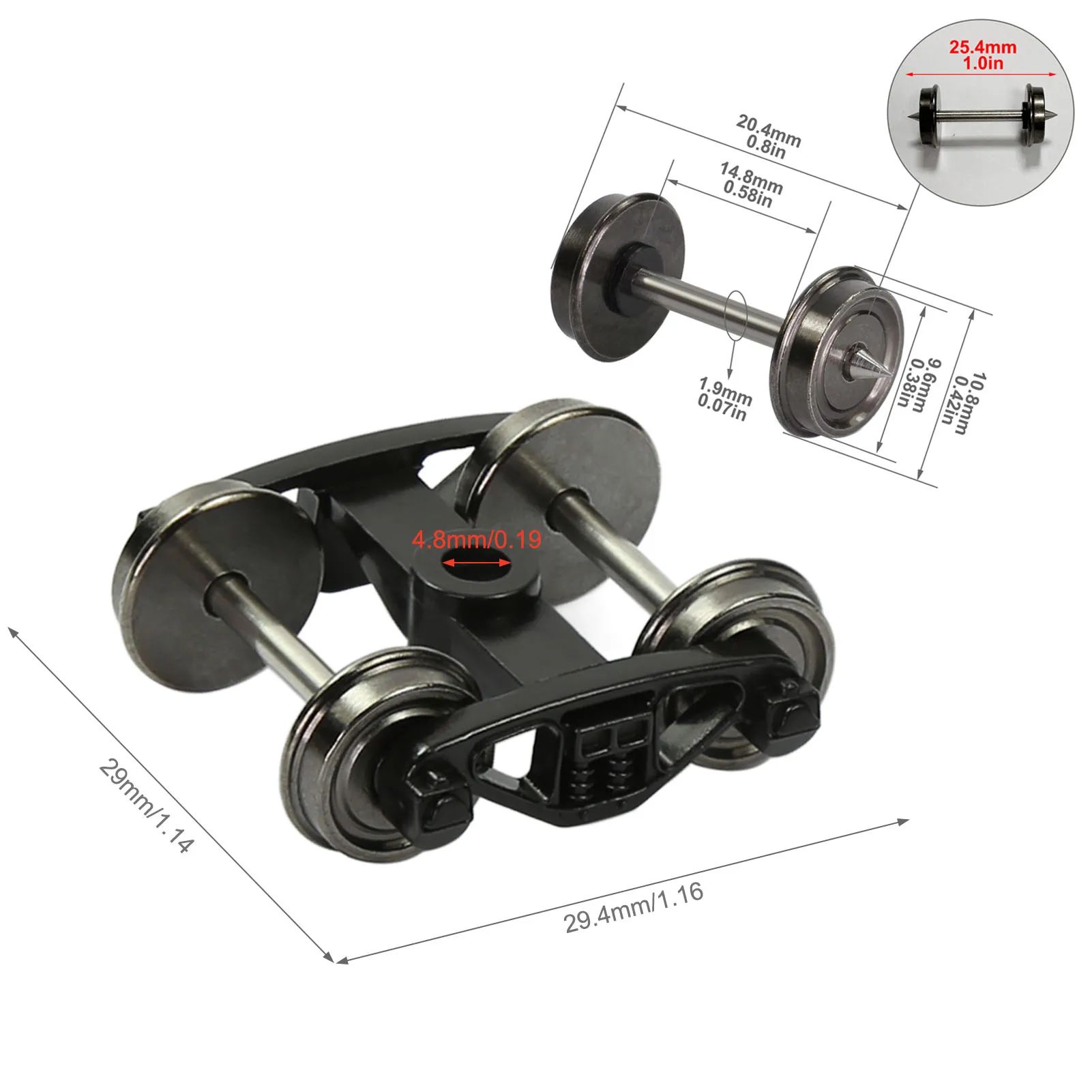 Evemodel-Caminhão De Rolamento De Rolo, Rodado De Metal 2-Springs Bogies, Escala HO 1:87, 33 "DC, 2-Springs, HP3287, 2Pcs