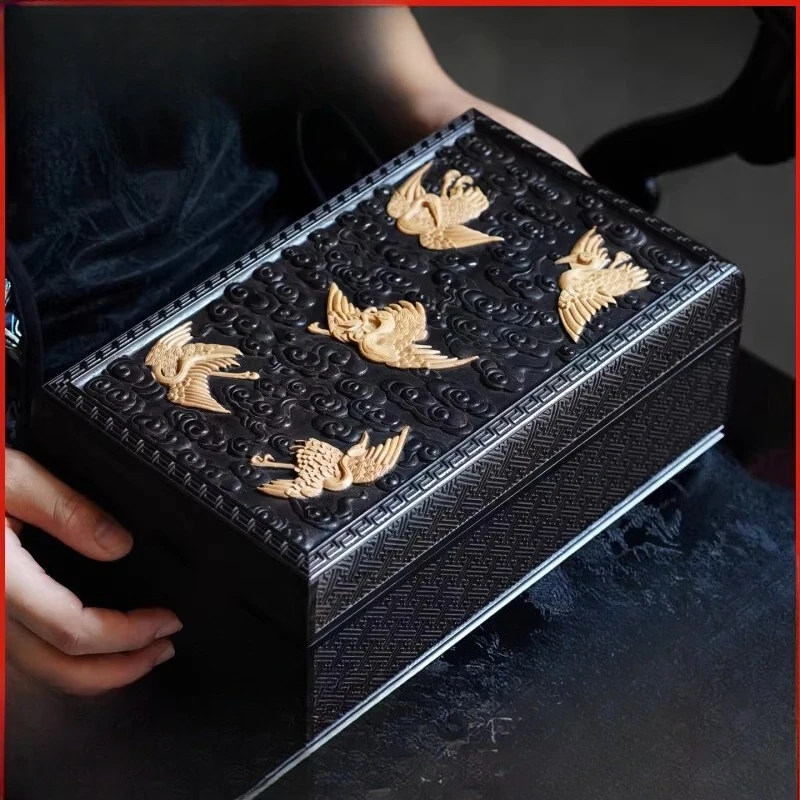 Wood jewelry box storage box rectangular high-end Chinese retro solid wood high-end jewelry box