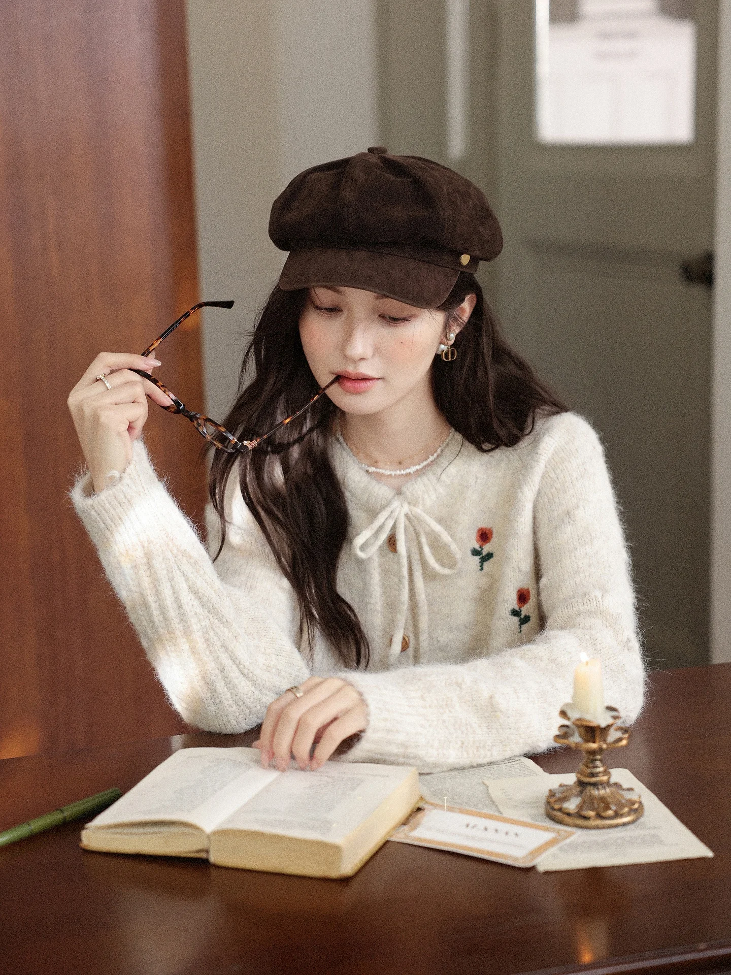 

Свободный женский кардиган-свитер абрикосового цвета от Deer towards South Ele, вязаная одежда для зимнего сезона