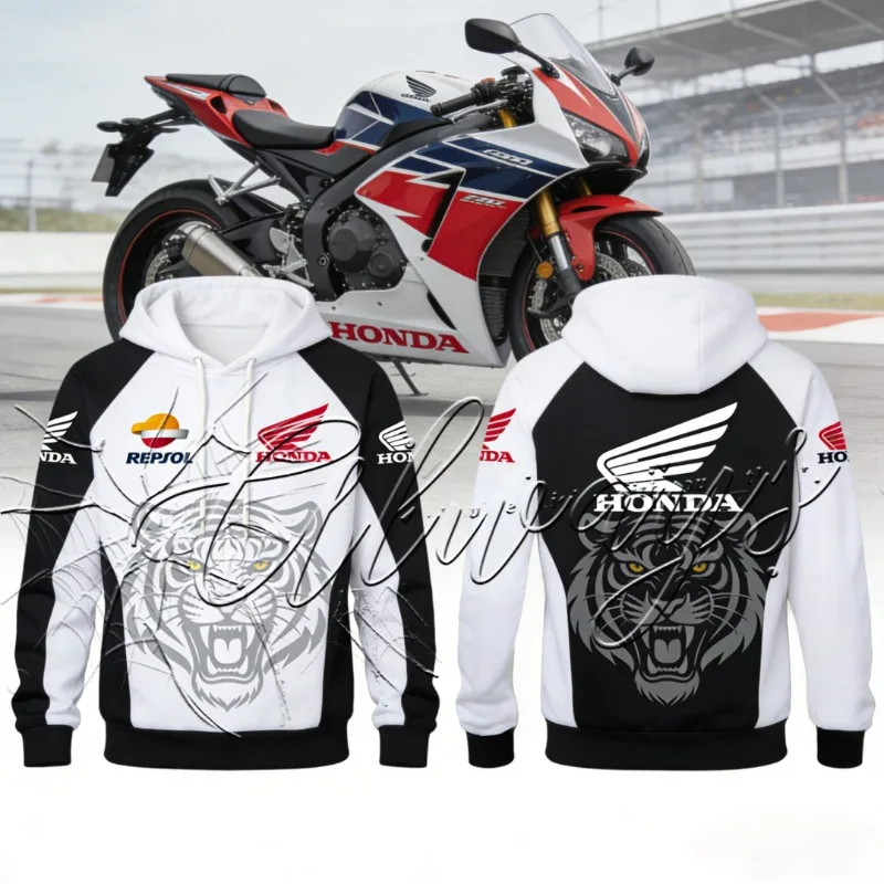 AliExpress 2026 New Design Honda Racing Outdoor Sports Cycling Hoodie Men's Retro Tiger Head Motorcycle Suit Off Road Enthusiast Hoodie
