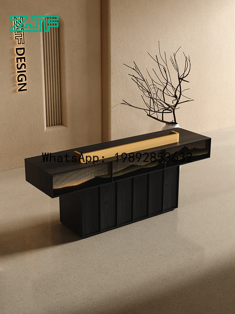 YFY Store Black Light Luxury Cashier Counter Simple Modern New Chinese Style Company Front Desk Reception Desk Bar Counter