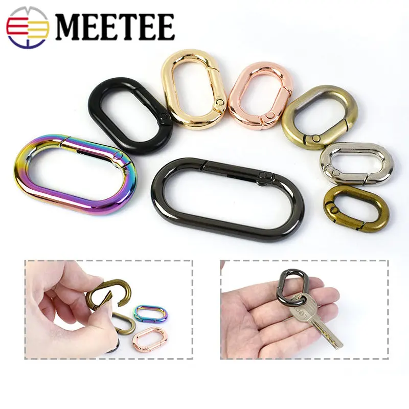 10Pcs 13-40mm Metal Spring Buckle Bag Strap O Ring Connector Clasp Dog Collar Keychain Clip Hooks DIY Hardware Accessories