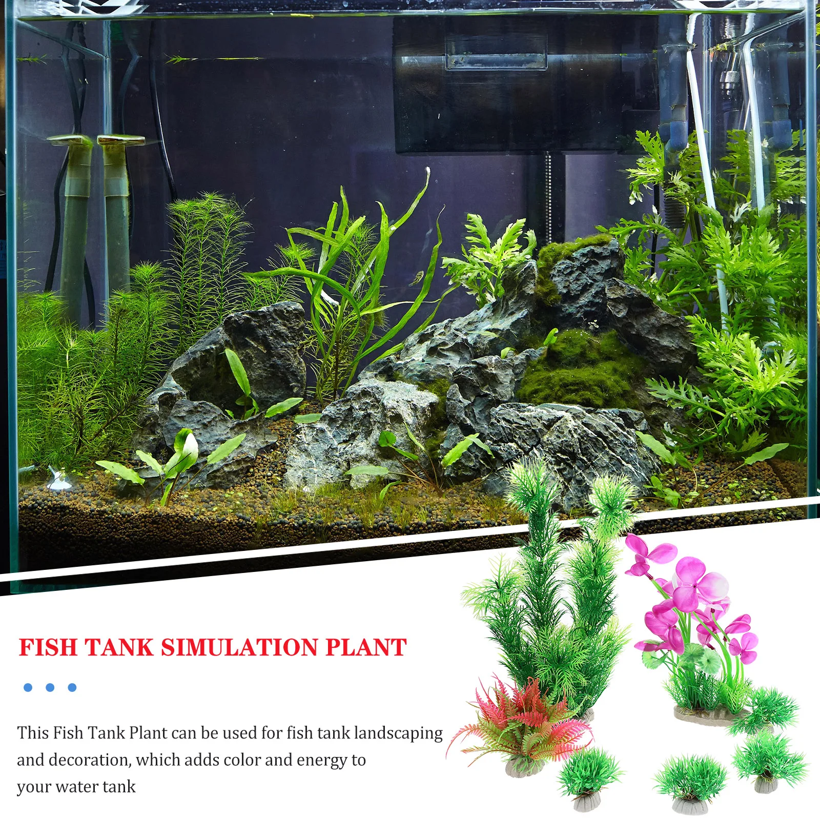 

7pcs Artificial Plants for Fish Tank Decorations Easy Clean Safe Durable Plastic Aquarium Supplies Colorful Large Tall Pet