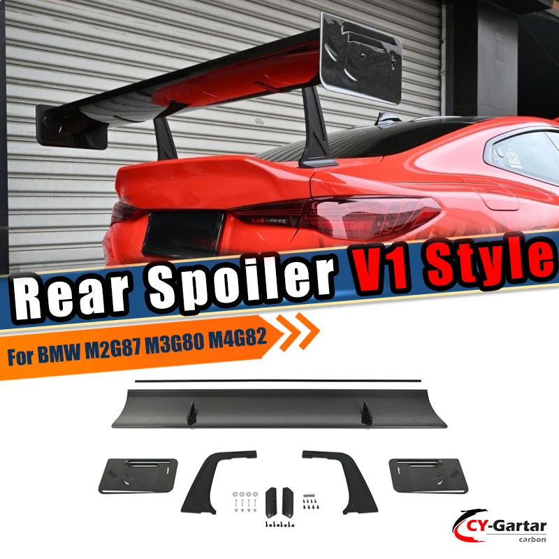 Dry Carbon Fiber Fixed Wing Spoiler Cars Modification Spoiler For BMW M2 M3 M4 G87 G80 G82 V1 Style Rear Spoiler Car Accessories