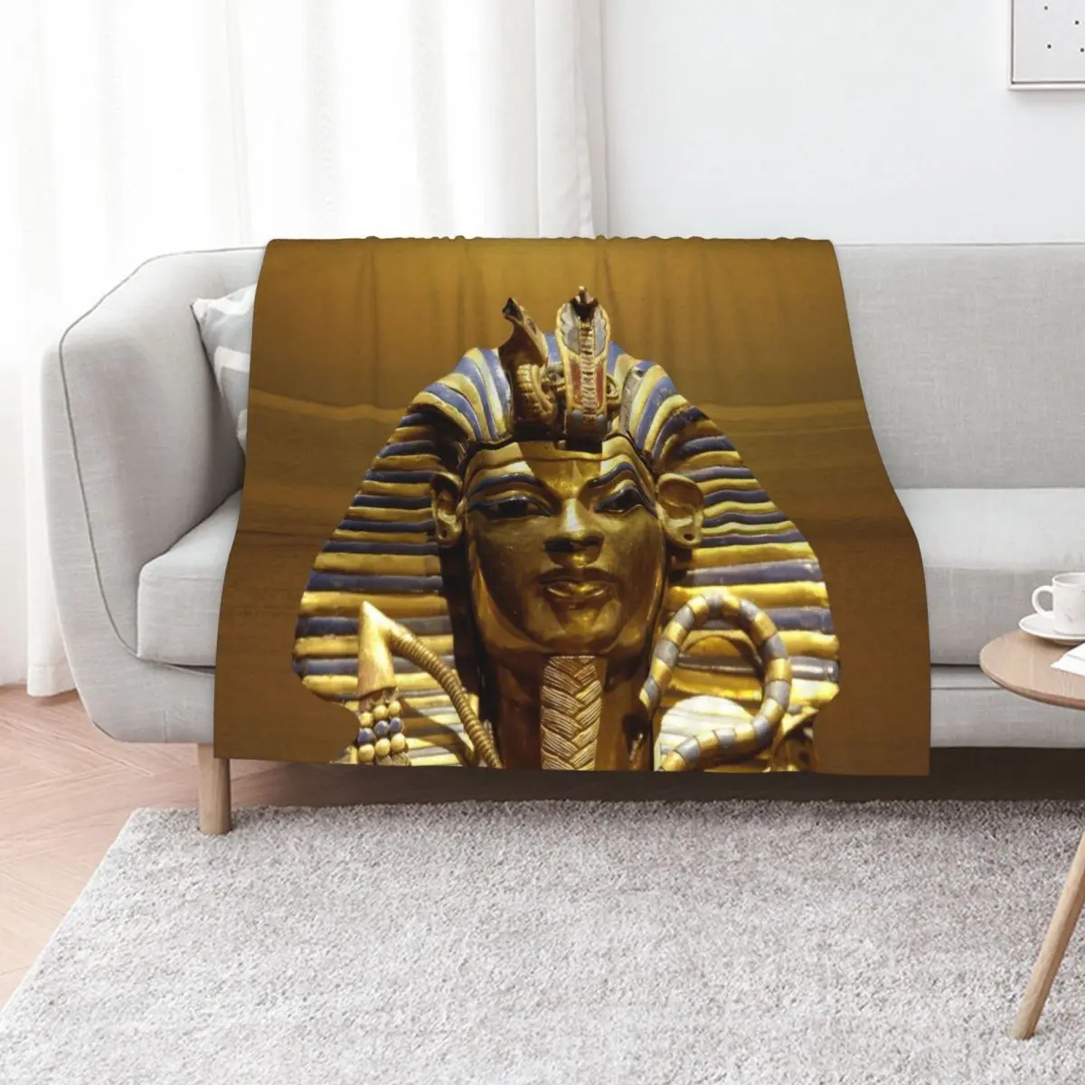 Egypt King Tut Throw Blanket Soft Big Soft Plush Plaid Travel Multi-Purpose Soft Plaid Picnic Blankets