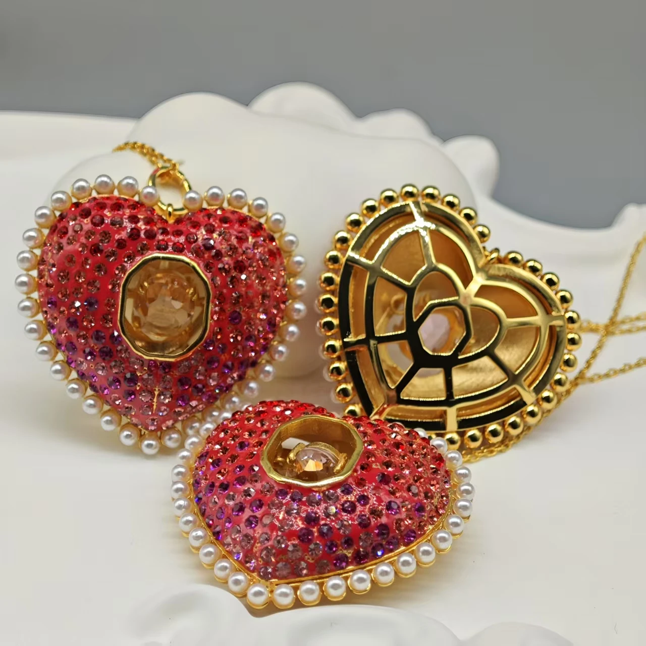 

Розовый кулон в форме сердца, модное женское романтическое нежное ожерелье, элитный комплект ювелирных украшений класса люкс, набор для вечеринки в честь годовщины 2026 года