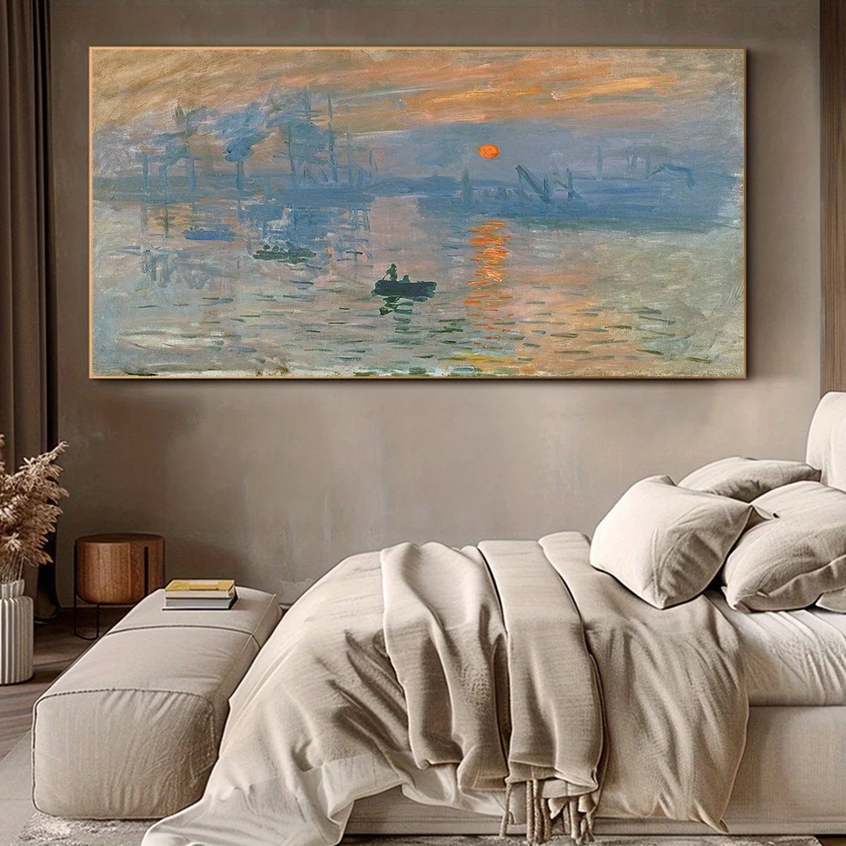 2D مسطح 1 قطعة شروق الشمس الانطباعي غير المؤطر - كلود - مونيه - ملصق قماش، الانطباعية - فن - نمط قماش جدار الفن، الفن