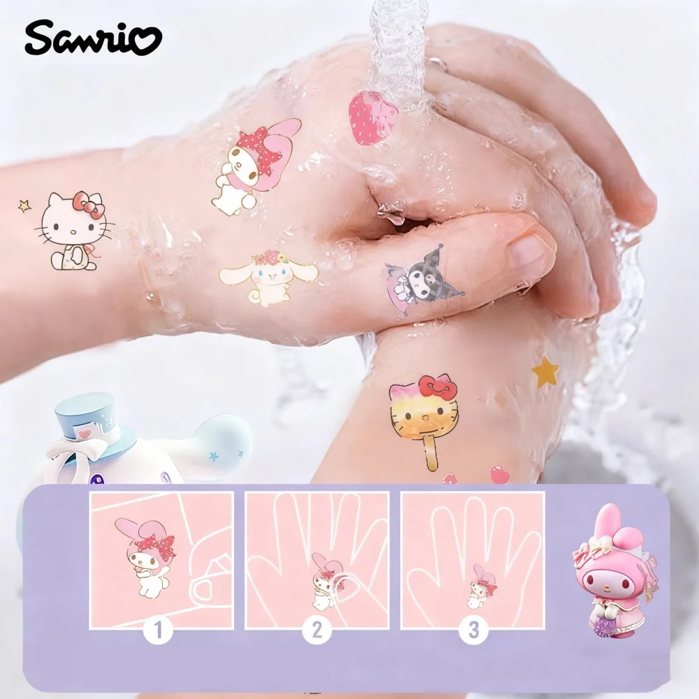 حقيقية سانريو الكرتون Diy بها بنفسك الوشم ملصقات لطيف مرحبا كيتي كورومي ميلودي الوجه والذراع خربش الشارات الغيتار الأمتعة ديكور ملصق #5