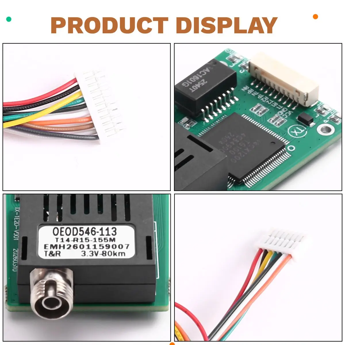 Dynamic TTL Optical Transceiver Module with RJ45 Port 80KM DC 5.5-26V TX RX Optical Terminal Equipment TTL to Fiber Optic Module